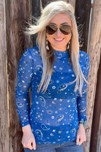 Load image into Gallery viewer, Bandana Babe Mesh Top Blue