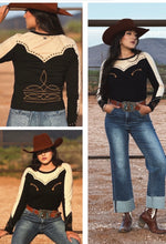 Load image into Gallery viewer, Black western studded long sleeve shirt