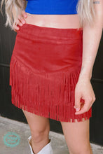 Load image into Gallery viewer, Forth Worth Fringe Skirt Red

