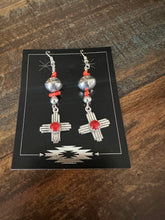 Load image into Gallery viewer, NM Zia Coral Beaded Earrings
