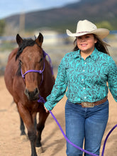 Load image into Gallery viewer, Tooled In Turquoise Performance Top
