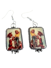 Load image into Gallery viewer, Western  Portrait Vintage Cowgirl Earrings
