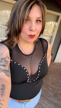 Load image into Gallery viewer, Black Studded Bodysuit Mesh
