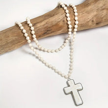 Load image into Gallery viewer, Vintage Boho Ivory Cross Necklace
