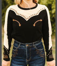 Load image into Gallery viewer, Black western studded long sleeve shirt
