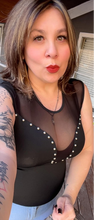 Load image into Gallery viewer, Black Studded Bodysuit Mesh
