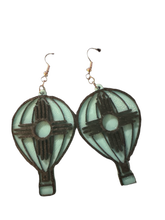 Load image into Gallery viewer, Balloon Zia Earrings- Turq and Black
