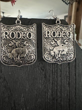 Load image into Gallery viewer, Silvertone Rodeo Earrings
