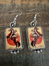 Load image into Gallery viewer, Western  Portrait  Cowgirl Horse Earrings
