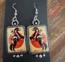 Load image into Gallery viewer, Western  Portrait  Cowgirl Horse Earrings
