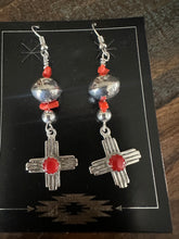 Load image into Gallery viewer, NM Zia Coral Beaded Earrings
