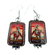 Load image into Gallery viewer, Western Portrait Sunset Cowgirl Earrings
