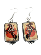 Load image into Gallery viewer, Western  Portrait  Cowgirl Horse Earrings
