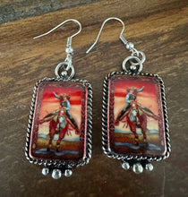Load image into Gallery viewer, Western Portrait Sunset Cowgirl Earrings
