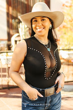 Load image into Gallery viewer, Black Studded Bodysuit Mesh
