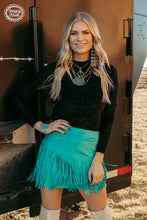 Load image into Gallery viewer, Forth Worth Fringe Skirt Turquoise
