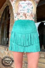 Load image into Gallery viewer, Forth Worth Fringe Skirt Turquoise
