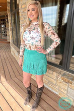 Load image into Gallery viewer, Forth Worth Fringe Skirt Turquoise
