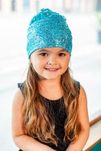 Load image into Gallery viewer, Toddler Turquoise Sequin Girls Beanie
