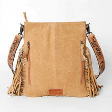 Load image into Gallery viewer, American Darling Camel Tooled Fringe Crossbody
