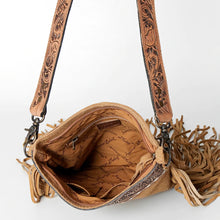 Load image into Gallery viewer, American Darling Camel Tooled Fringe Crossbody

