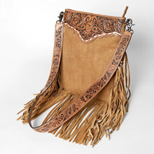 Load image into Gallery viewer, American Darling Camel Tooled Fringe Crossbody
