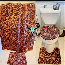 Load image into Gallery viewer, Floral Tooled Western Shower Curtain
