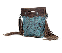 Load image into Gallery viewer, Blue Vine Hand Tooled Hand Tooled Purse
