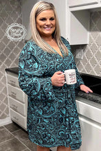 Load image into Gallery viewer, Turquoise Tooled Women's Robe
