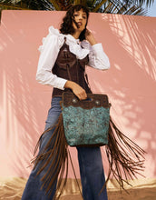 Load image into Gallery viewer, Blue Vine Hand Tooled Hand Tooled Purse
