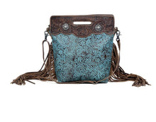Load image into Gallery viewer, Blue Vine Hand Tooled Hand Tooled Purse
