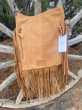 Load image into Gallery viewer, American Darling Camel Tooled Fringe Crossbody
