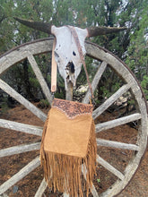 Load image into Gallery viewer, American Darling Camel Tooled Fringe Crossbody

