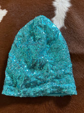 Load image into Gallery viewer, Toddler Turquoise Sequin Girls Beanie
