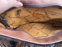 Load image into Gallery viewer, American Darling Brown Cow Print Fringe Crossbody
