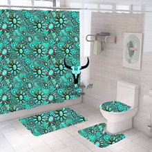 Load image into Gallery viewer, Turquoise Jeweled Shower Curtain
